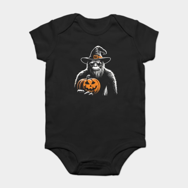 Bigfoot Pumpkin Halloween Baby Bodysuit by JessArty